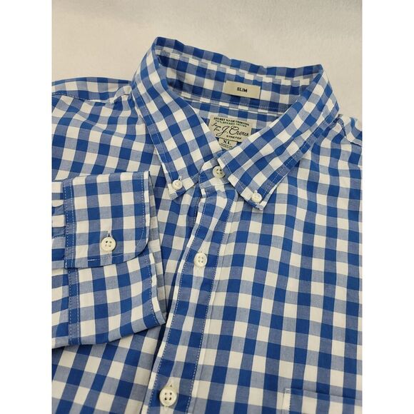 J. Crew Other - J Crew Men's XL Stretch Slim Blue Check Button Long Sleeves shirt